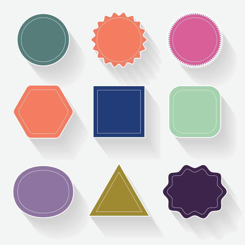 Colorful blank shadow badges set in retro style vector