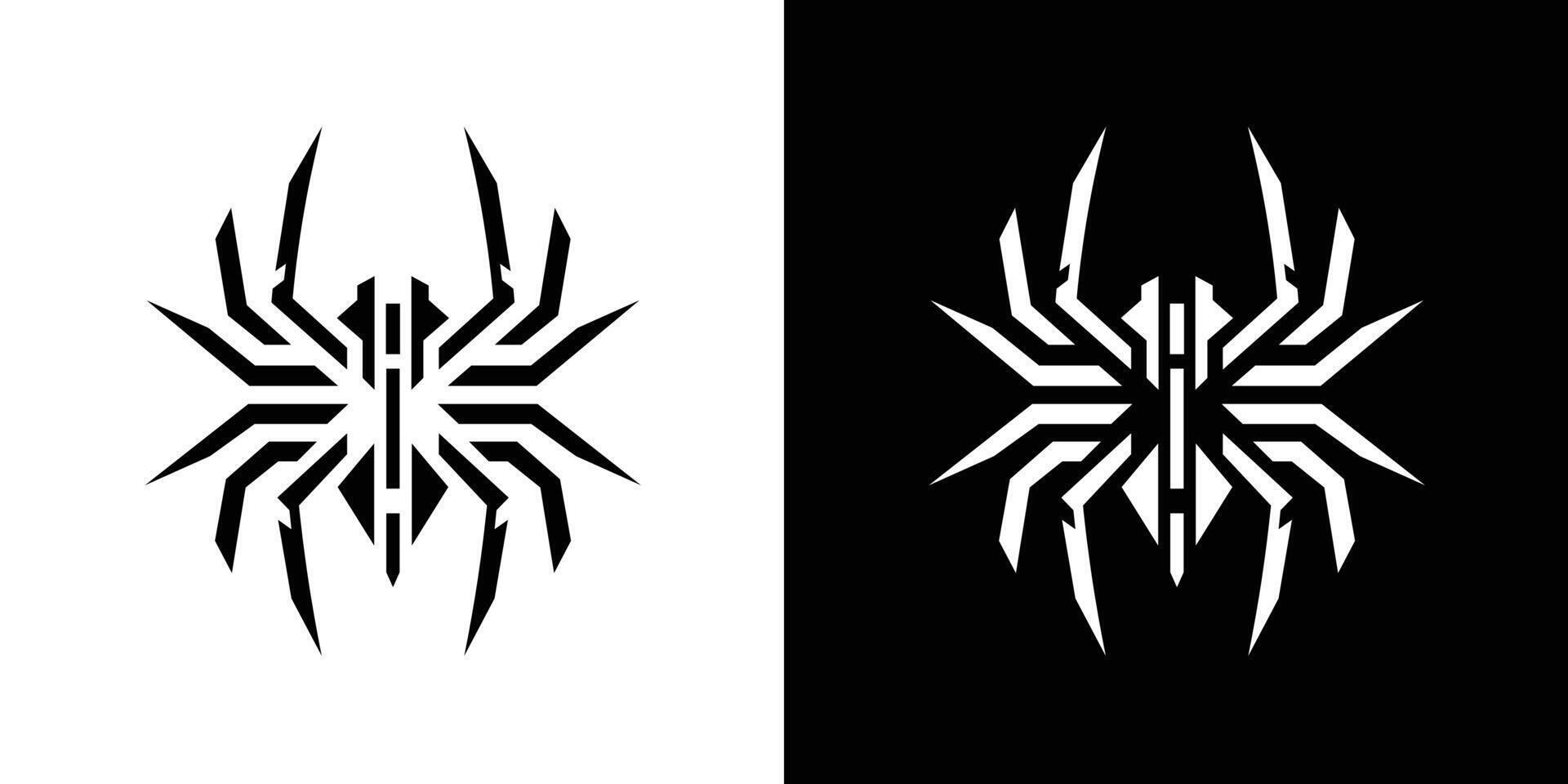 Symmetrical Spider Icon in Black and White - Modern Minimalist Logo Design vector