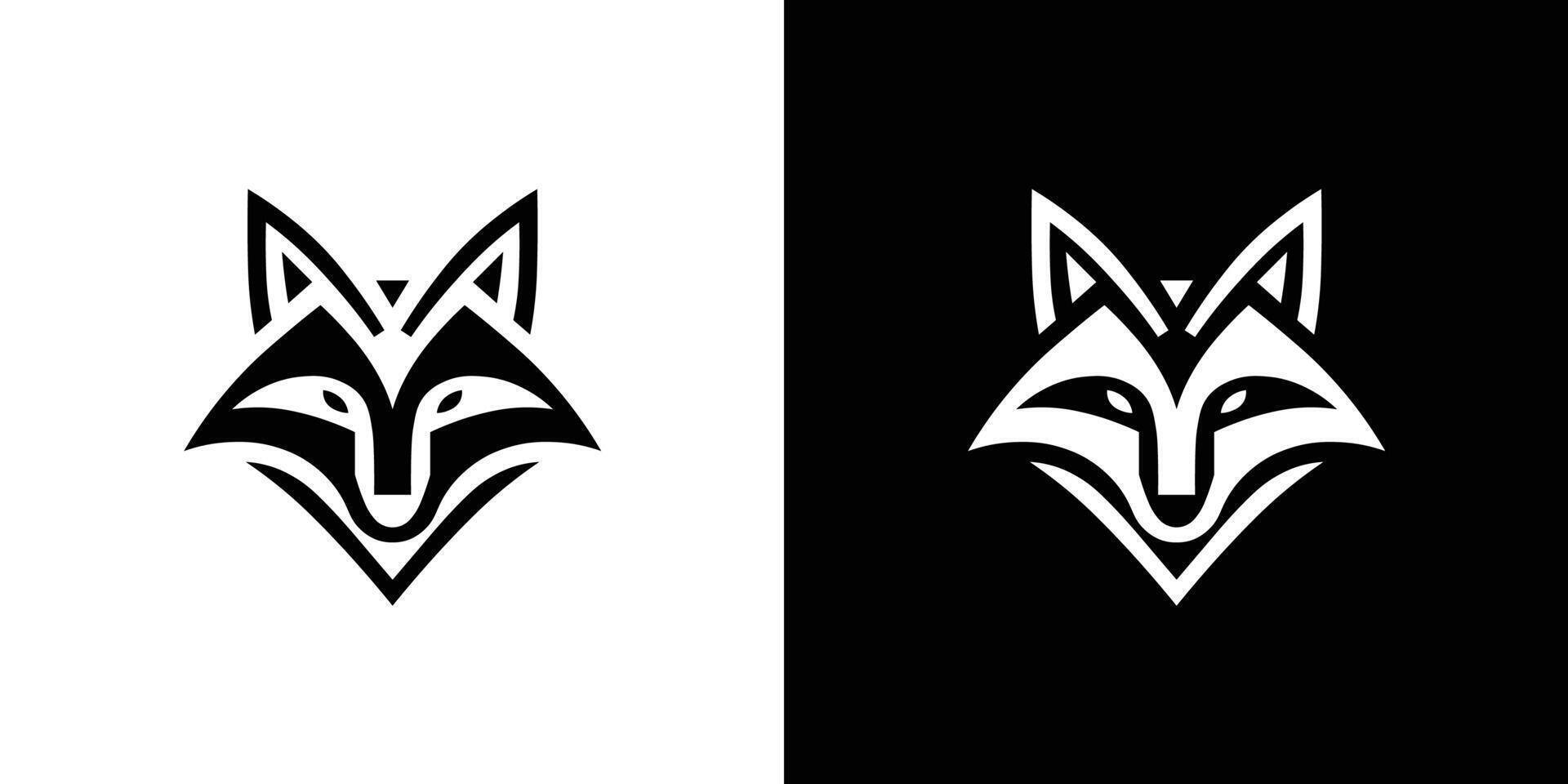 Minimalist Fox Head Logo - Black and White Abstract Icon vector