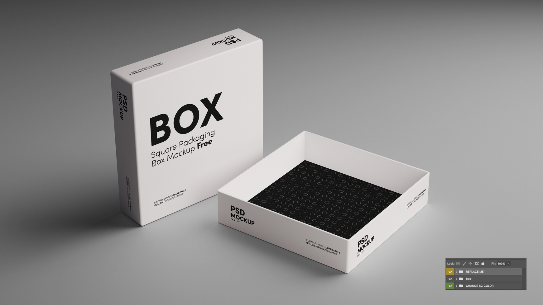 Square box mockup 3D psd