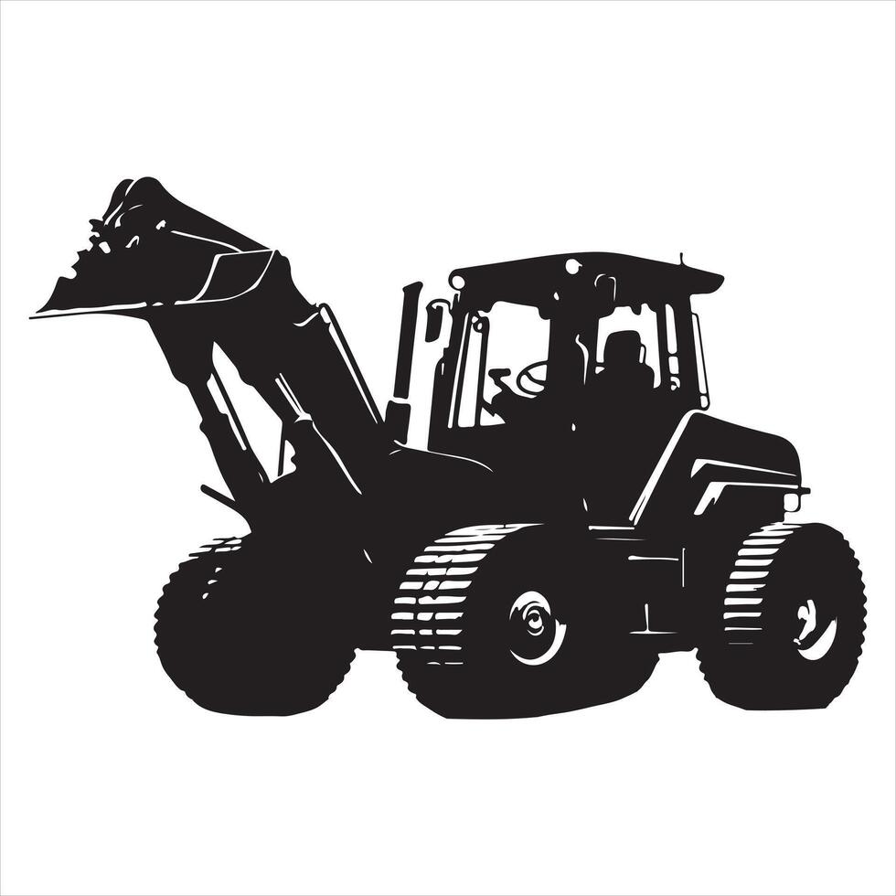 skid loader silhouette white background vector