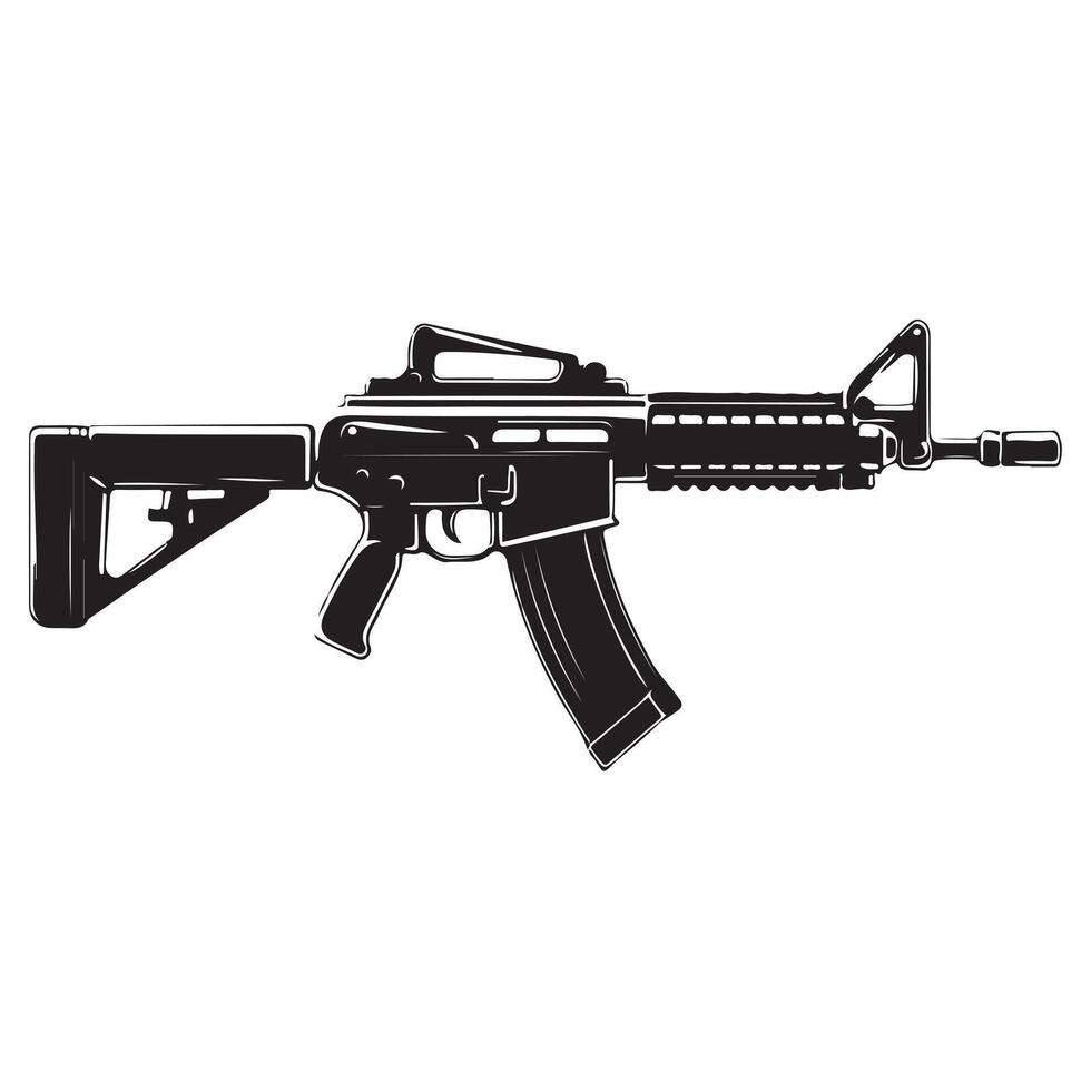 Assault rifle silhouette on a white background vector