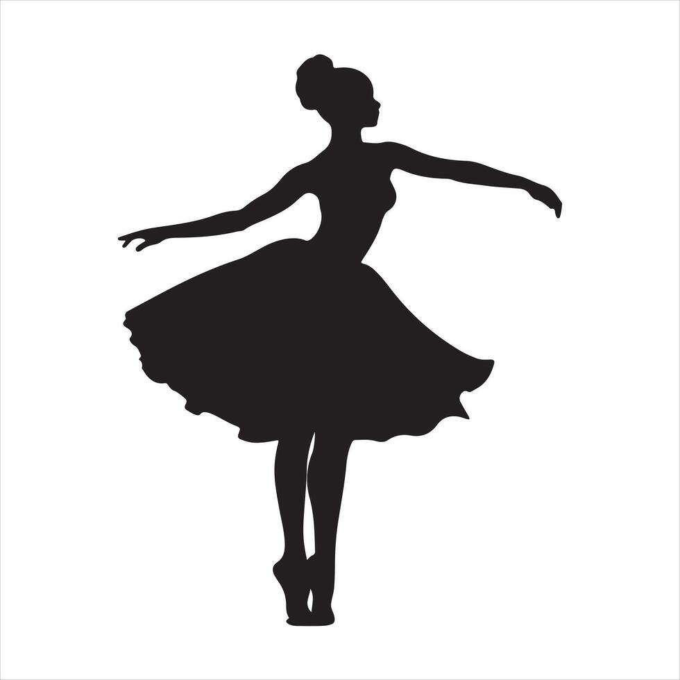 silhouette of a dancing ballerina silhouette white background vector