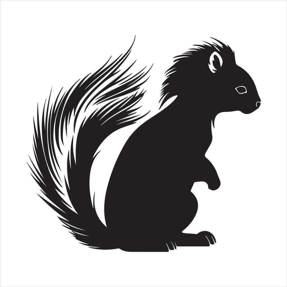 skunk line art silhouette on a white background vector