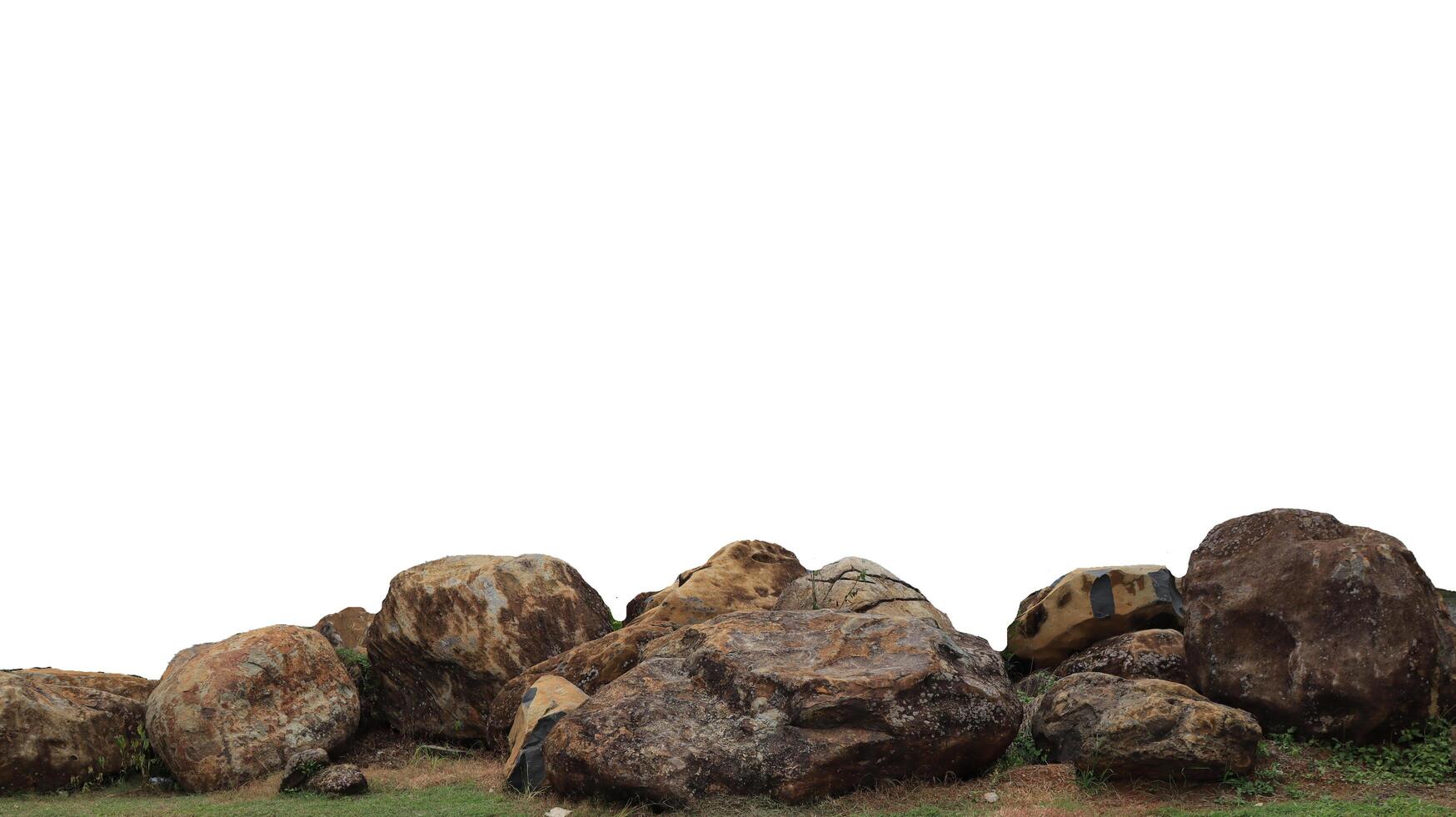 collection of large rocks isolated on white background photo