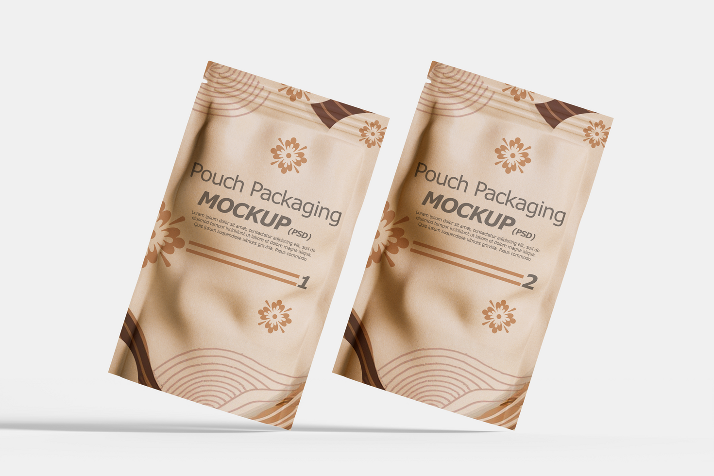 Pouch packaging mockup brown color and easy to editable psd