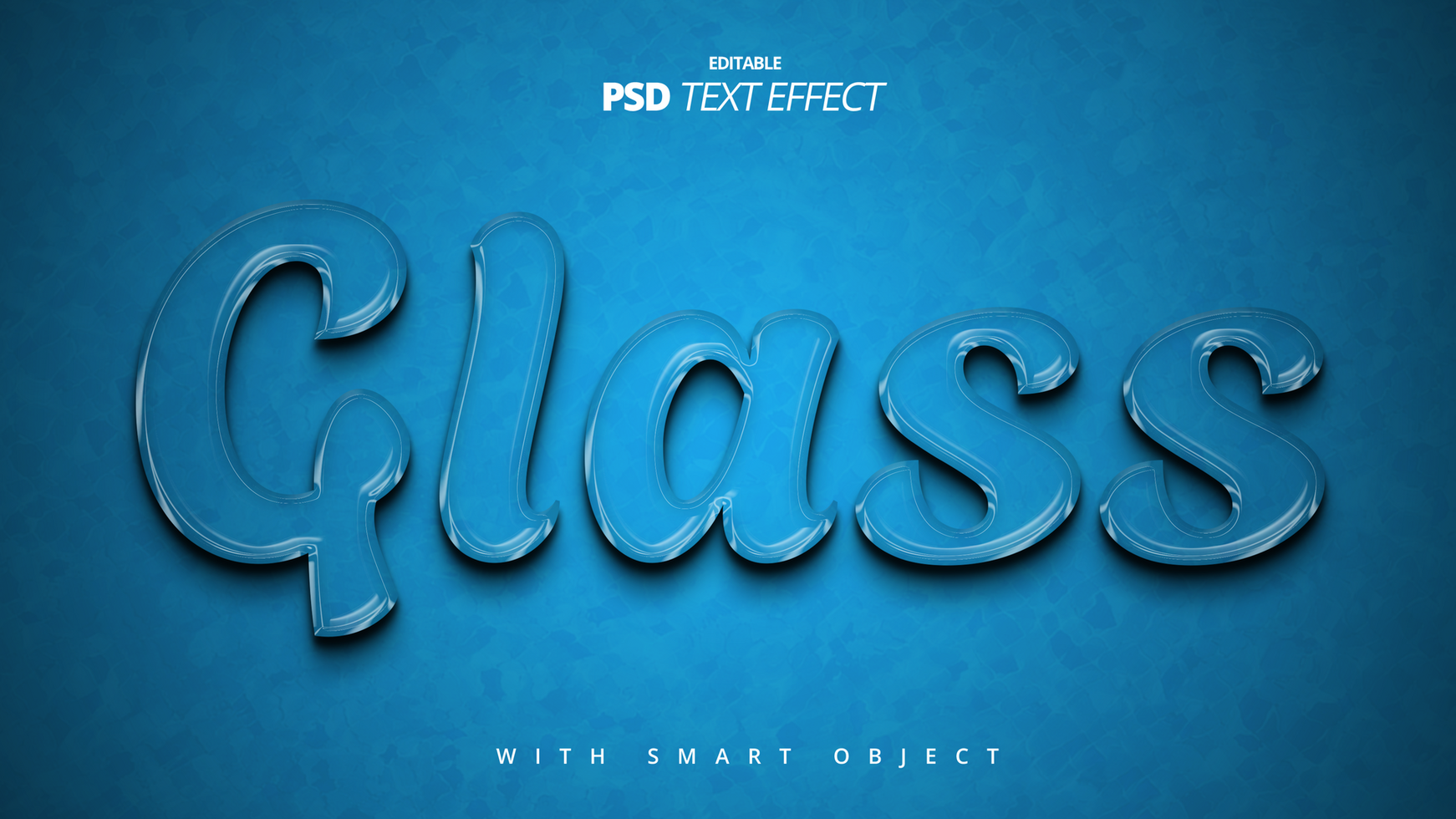 Glass transparent 3d text effect psd