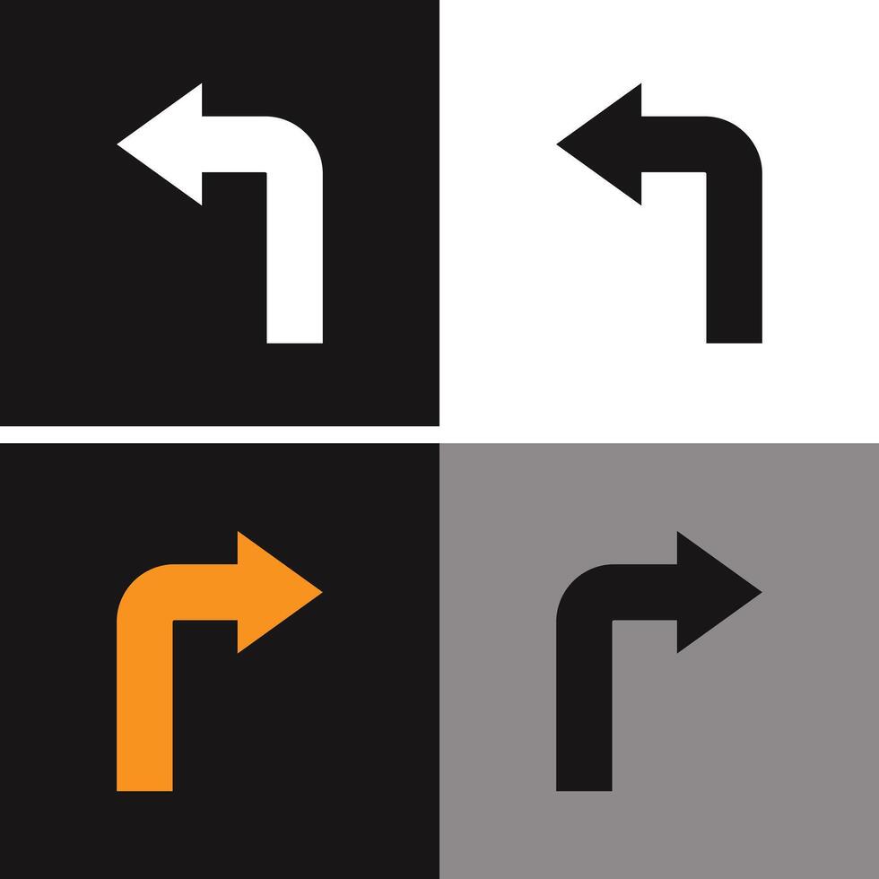 Turn left and right directional arrow icons. Glyph icon sign symbol in trendy flat style. vector