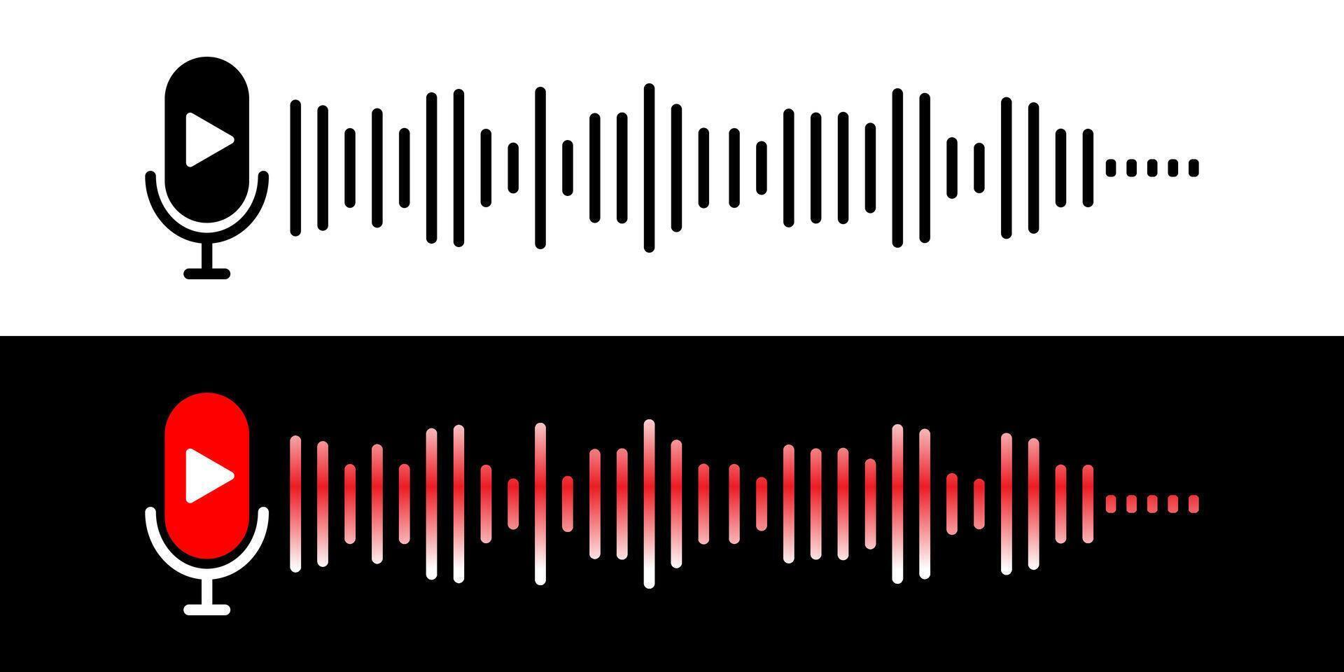Podcast microphone sound wave. Podcast player. vector