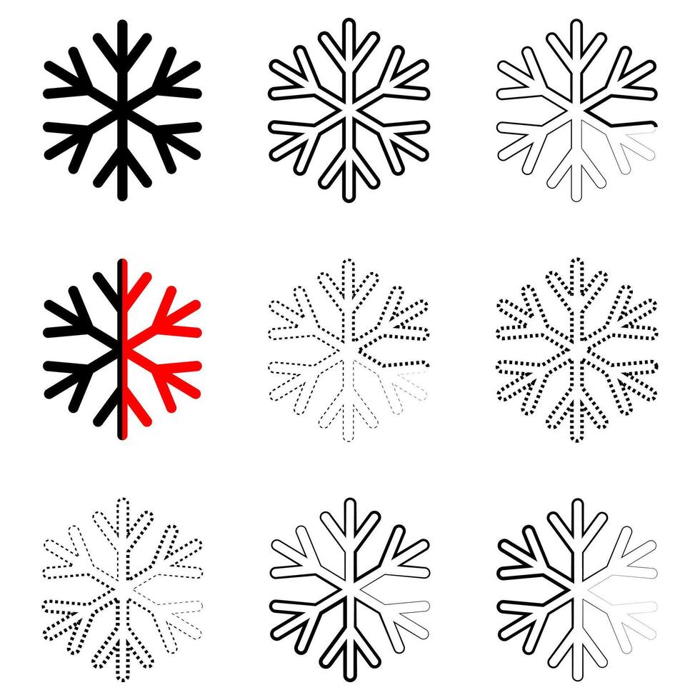 Snowflake simple line style flat design. Christmas and winter theme. vector