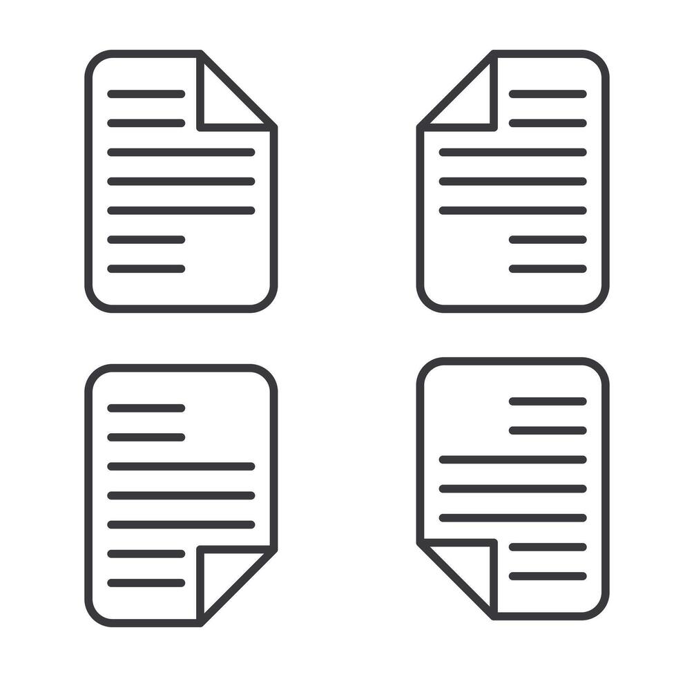 Document and Agreement paper icons. Note page sign symbols. vector