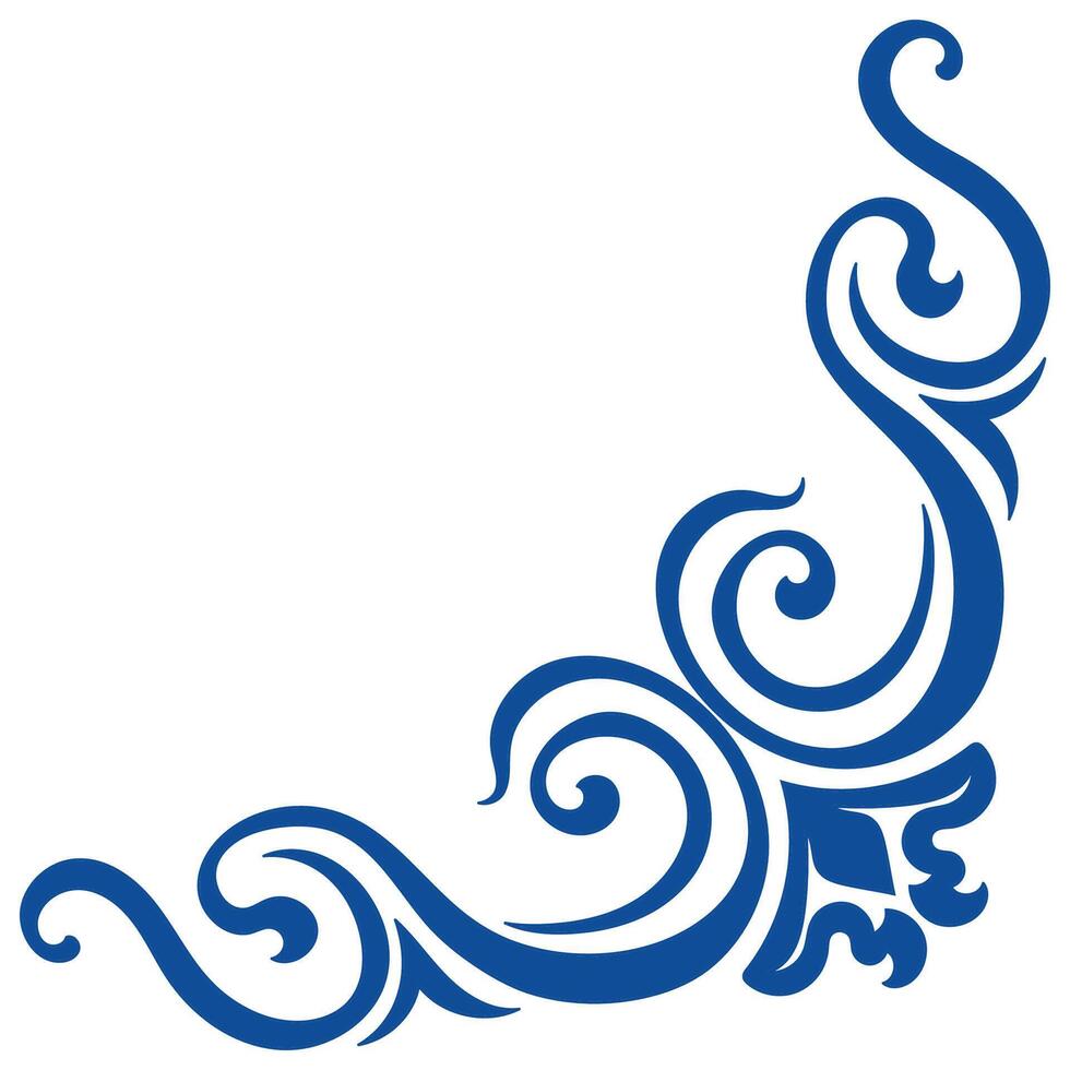 Vintage Thai pattern corner lines for making cards, blue lines, abstract elements. vector