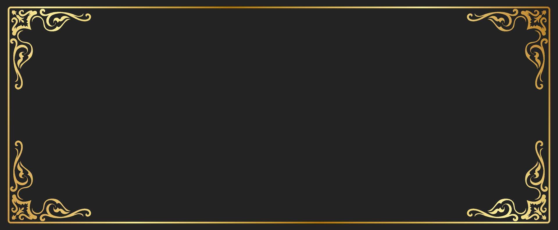 Vintage frame, Thai pattern frame, gold name plate on a black background. vector