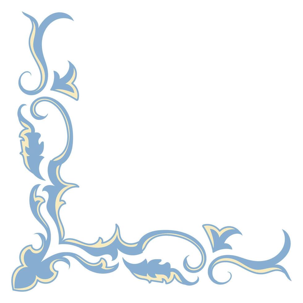Pastel blue vintage abstract corner lines for wedding card. vector
