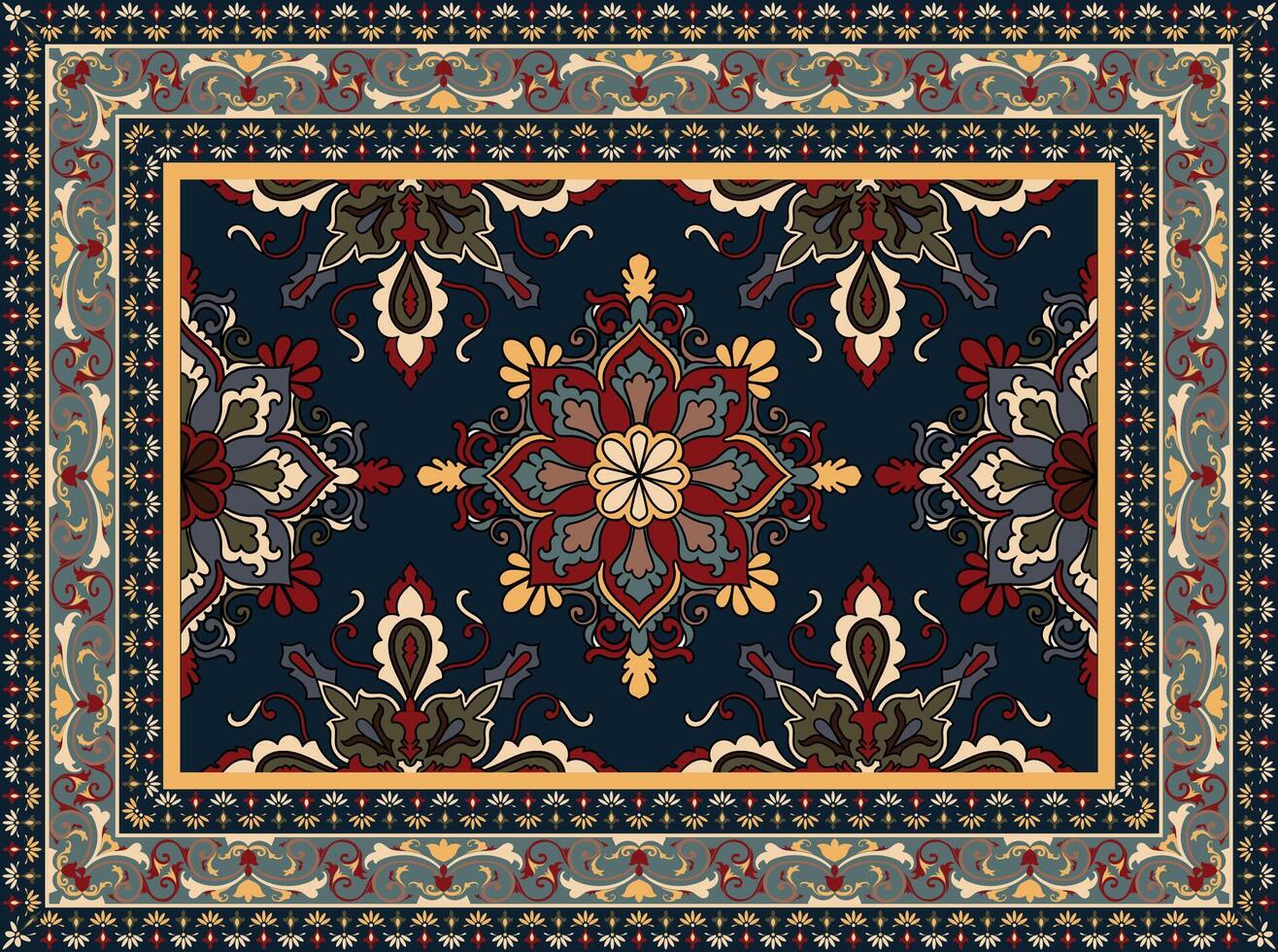 Persian carpet room decoration carpet pattern damask abstract flower floor mat vector