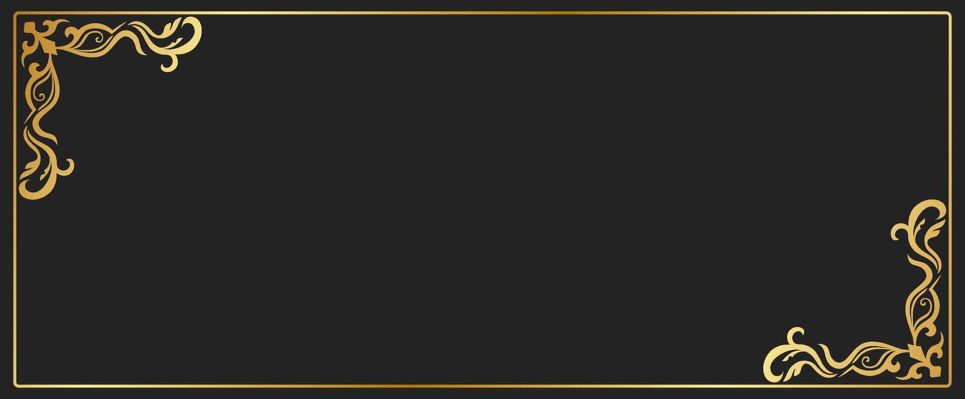 Vintage frame, Thai pattern frame, gold name plate on a black background. vector