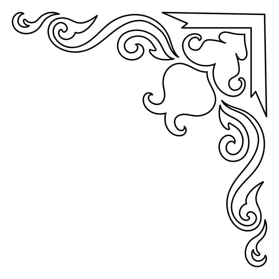 Classic corner, vintage style, black lines On a white background, image vector