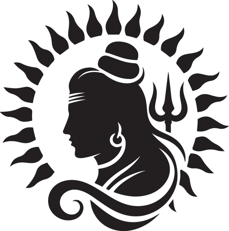 Lord Shiva Logo Icon . Lord Shiva Logo Icon illustration silhouette and line art. Lord Shiva face silhouette vector