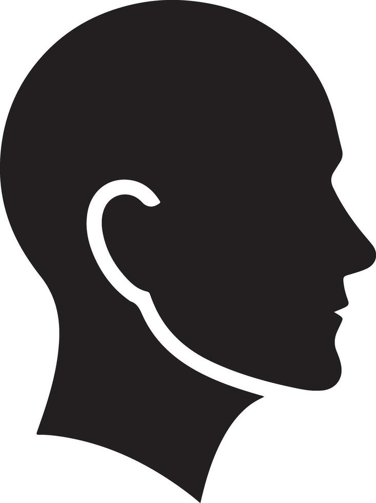 Man head silhouette - avatar profile icon in silhouettes. vector