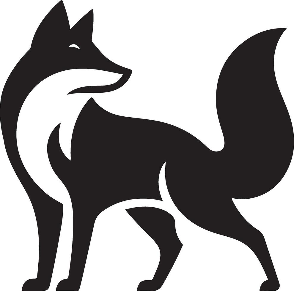 Fox coyote silhouette . Fox silhouette isolated wild animals vector