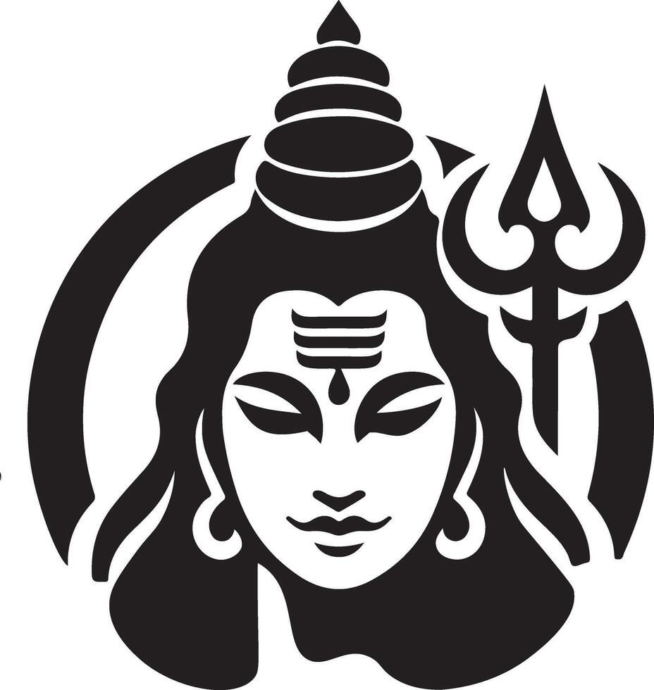 Lord Shiva face silhouette Lord Shiva Logo Icon illustration silhouette and line art. Lord Shiva face silhouette vector