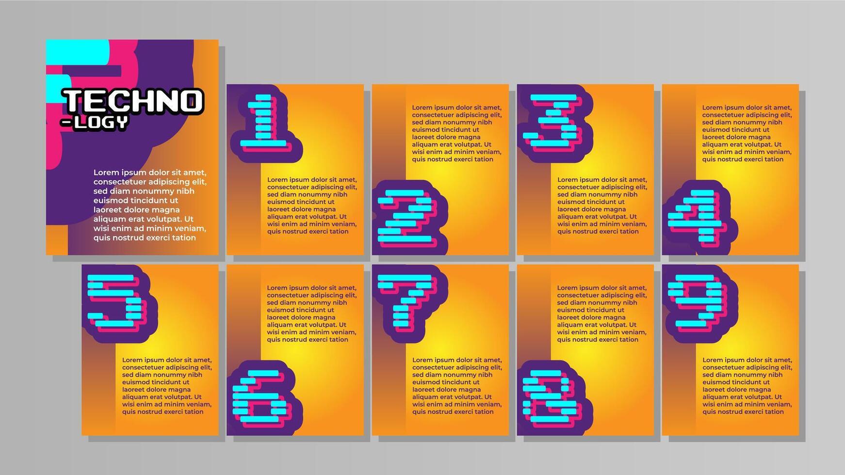social media vertical template digital number for technology vector