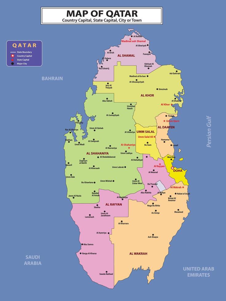 Geography politics map of countries. Map of country with capital, state capital and major city. vector