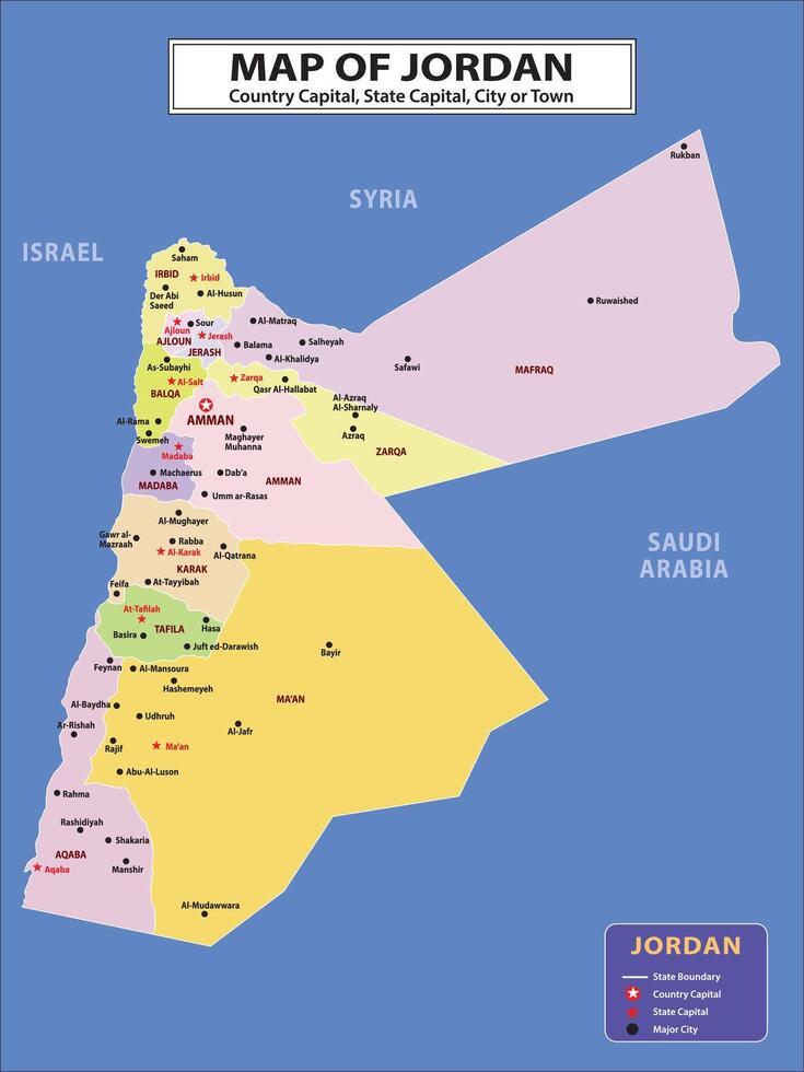 Geography politics map of countries. Map of country with capital, state capital and major city. vector