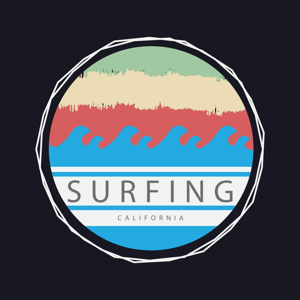 Surfing California Illustration typography for t shirt, poster, logo, sticker, or apparel merchandise vector