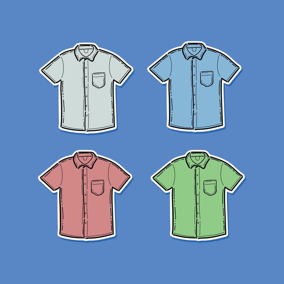 shirt pack set collection illustration design isolated in a blue background vector