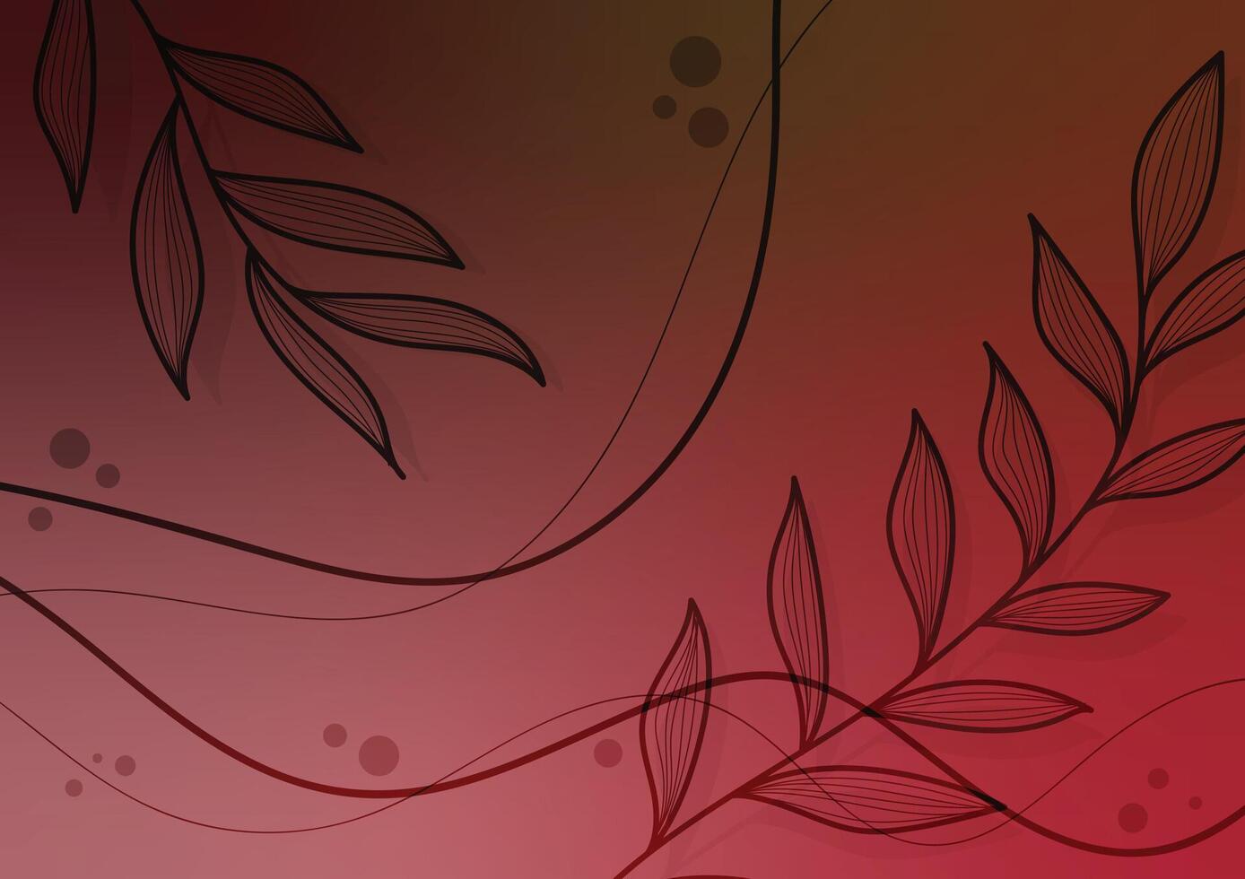 Red natural leaf tropical line curve soft background vector
