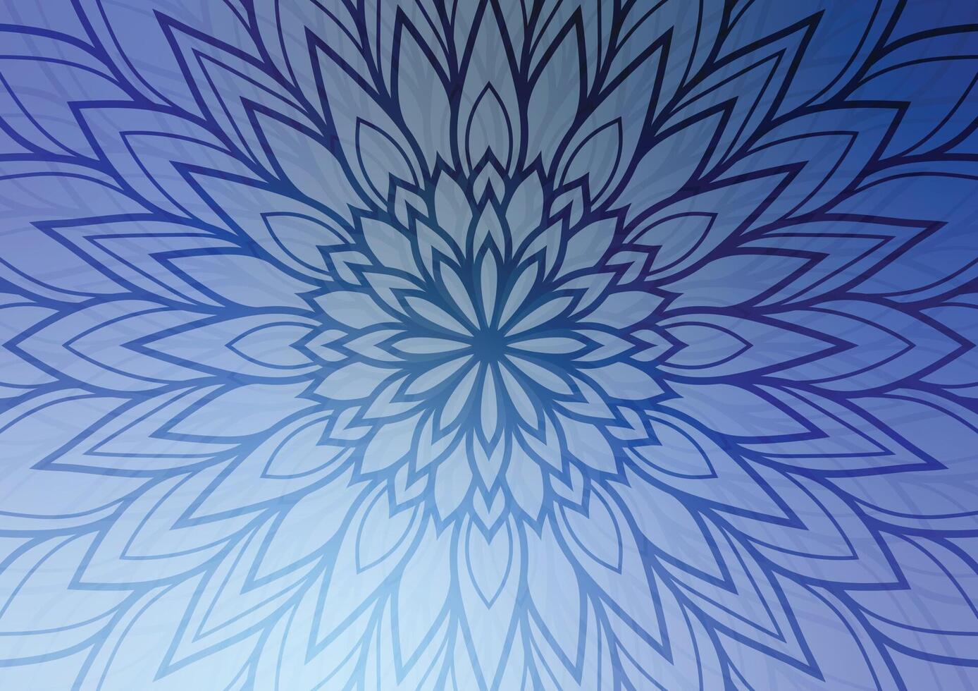 Blue line flower mandala pattern line background vector