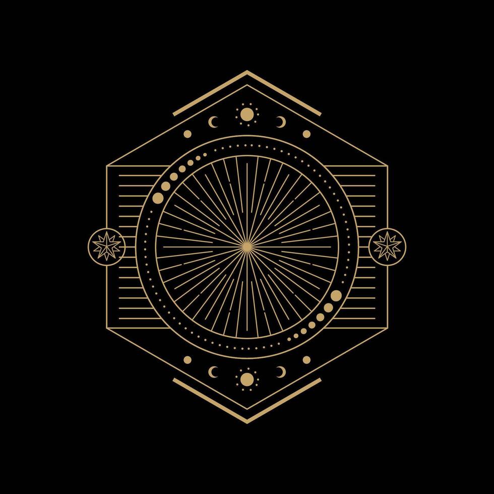 mysterious golden hexagonal symbol design vector