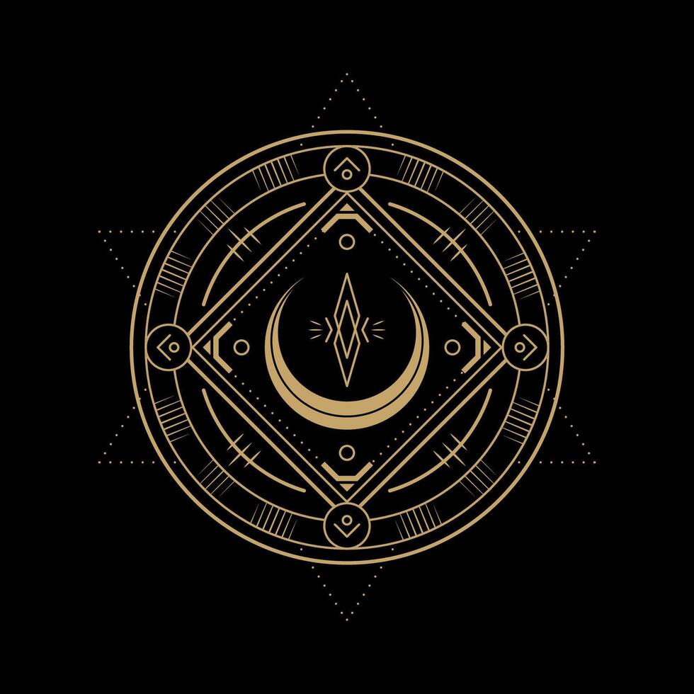 mysterious golden magical circle design vector