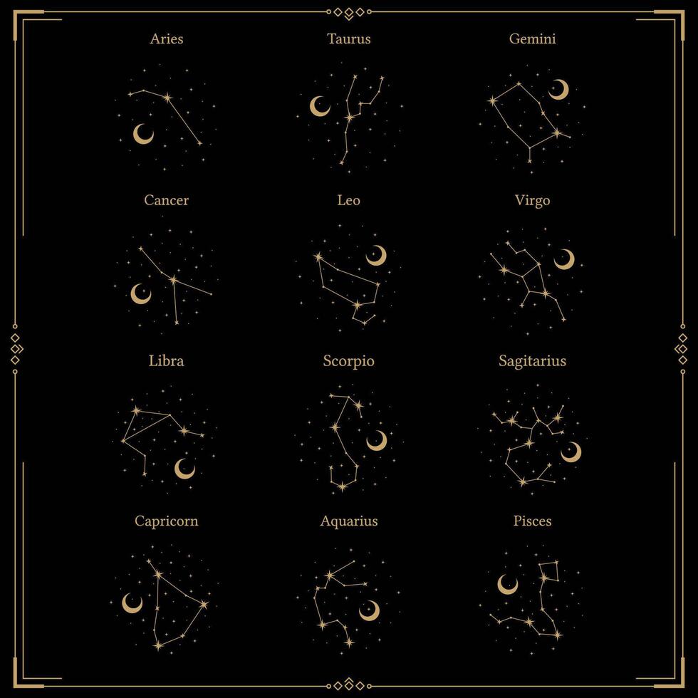 astrological zodiac star with star and moon vector
