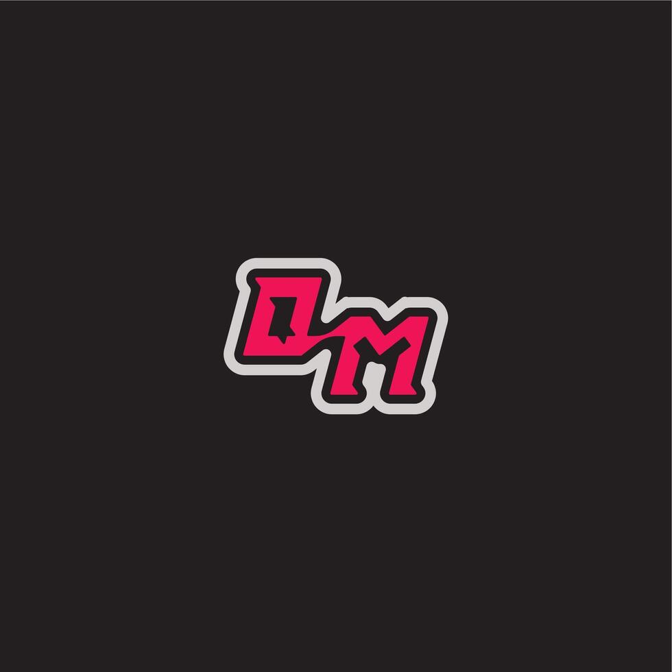 dynamic line monogram logo cool esport concept OM bold sporty gaming style letter vector
