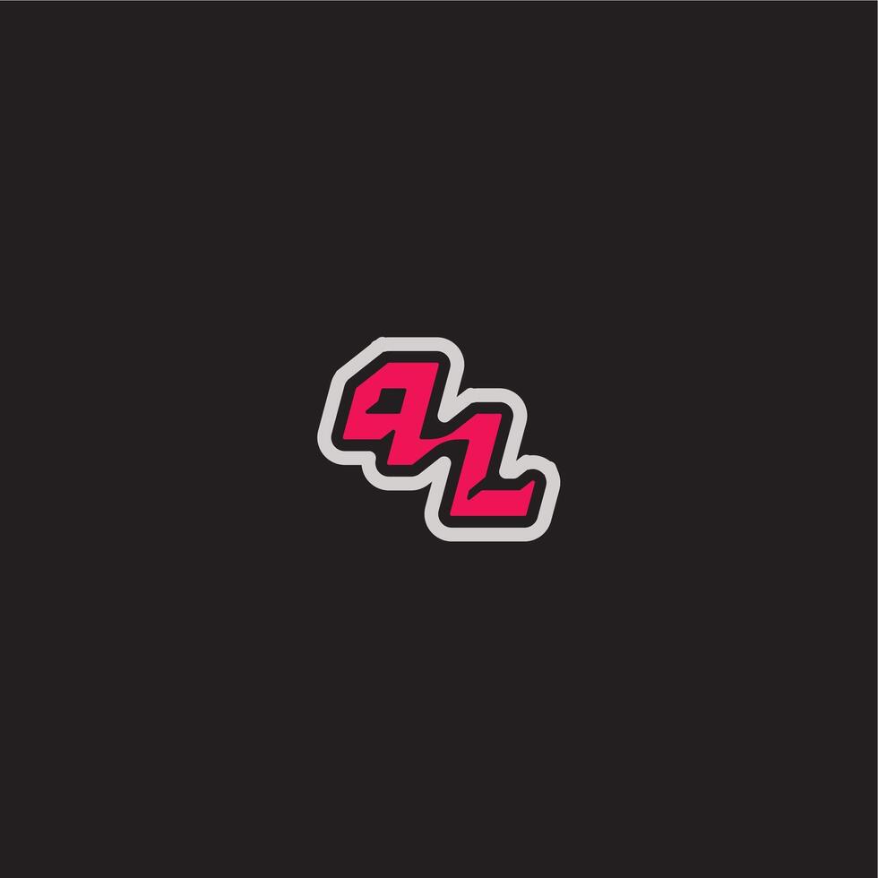 dynamic line monogram logo cool esport concept PL bold sporty gaming style letter vector