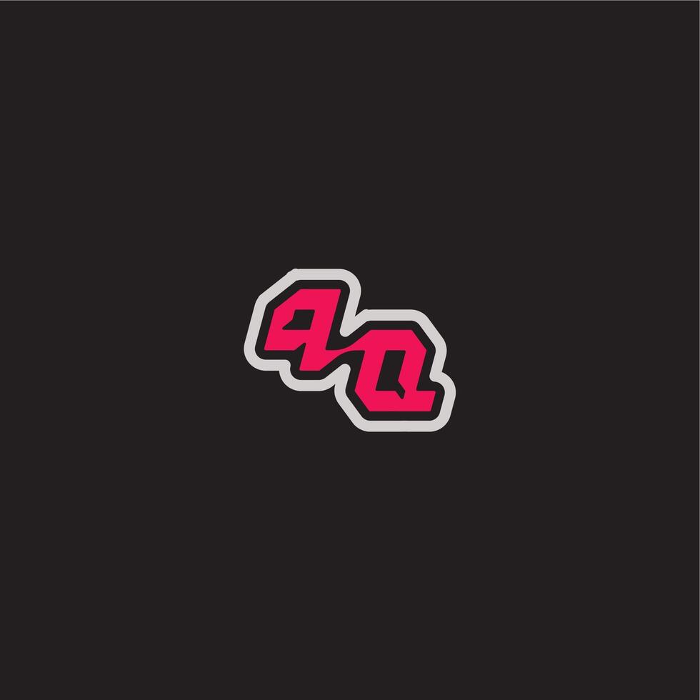 dynamic line monogram logo cool esport concept PQ bold sporty gaming style letter vector