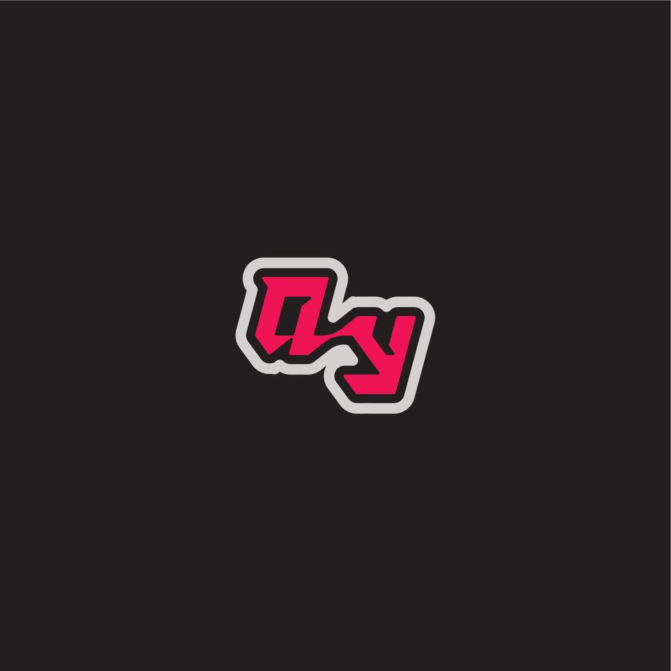 dynamic line monogram logo cool esport concept QY bold sporty gaming style letter vector