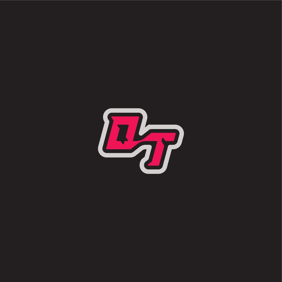 dynamic line monogram logo cool esport concept OT bold sporty gaming style letter vector