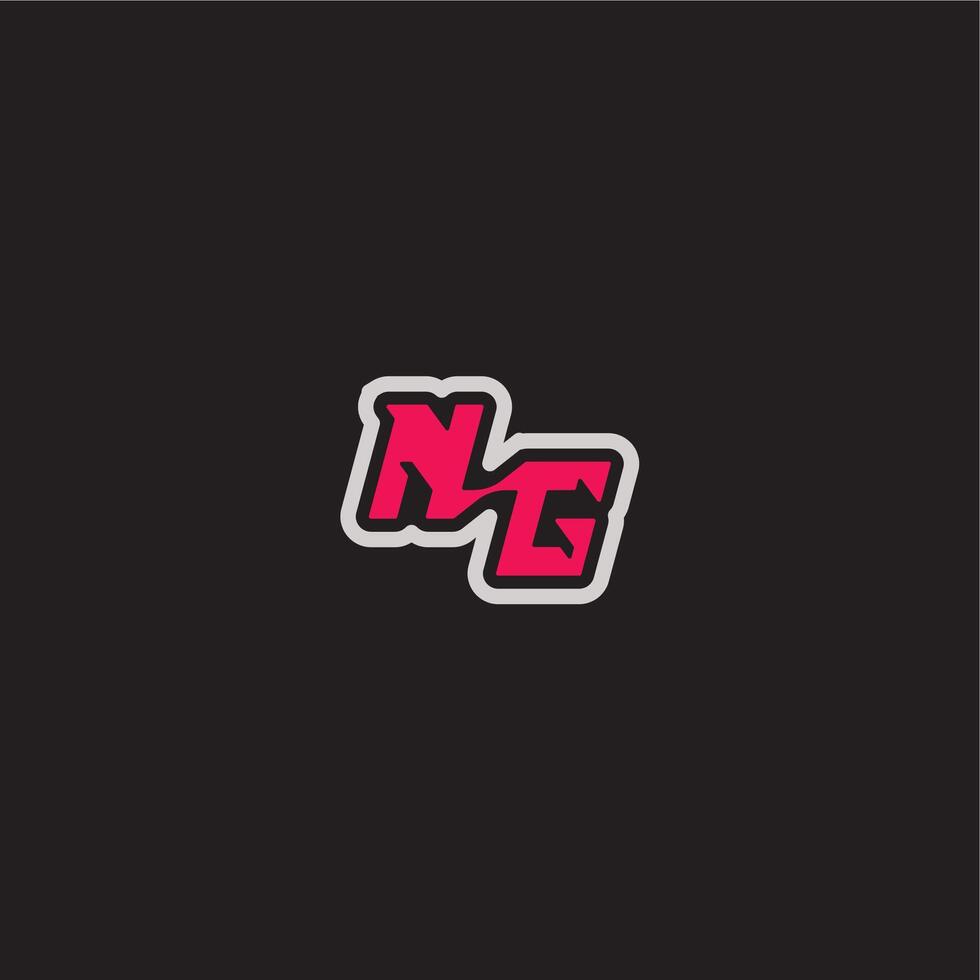 dynamic line monogram logo cool esport concept NG bold sporty gaming style letter vector