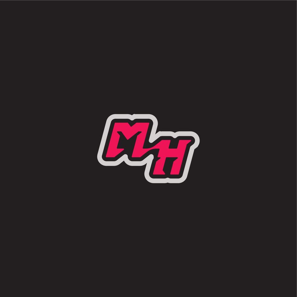 dynamic line monogram logo cool esport concept MH bold sporty gaming style letter vector