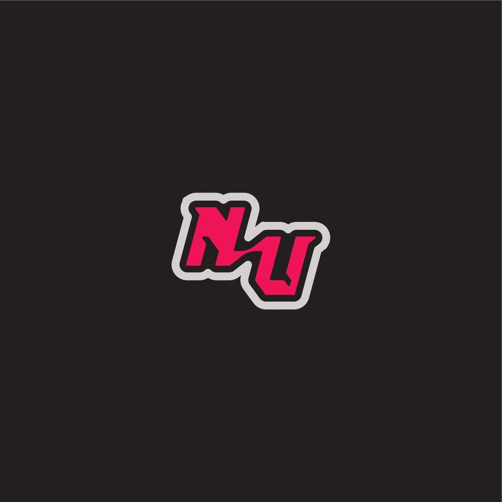 dynamic line monogram logo cool esport concept NU bold sporty gaming style letter vector