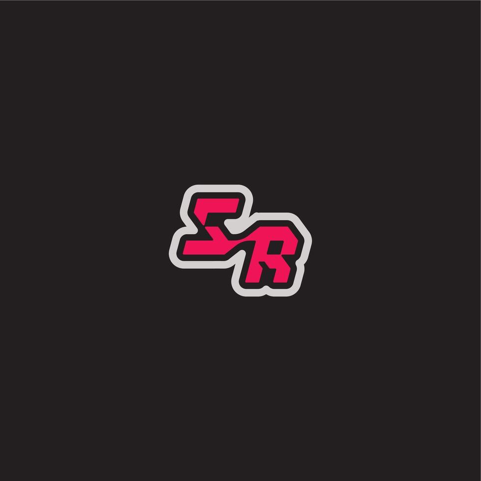 dynamic line monogram logo cool esport concept SR bold sporty gaming style letter vector