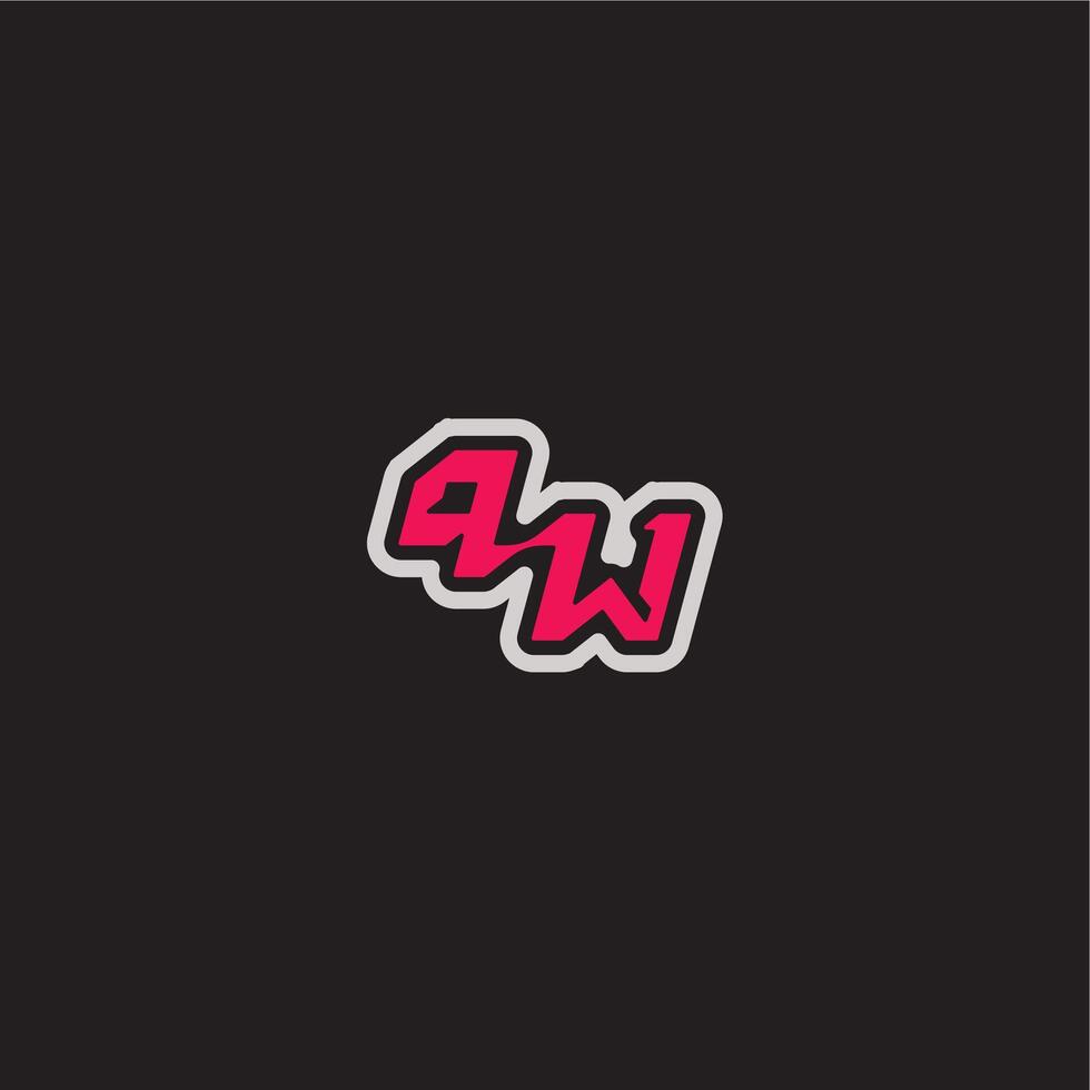 dynamic line monogram logo cool esport concept PW bold sporty gaming style letter vector