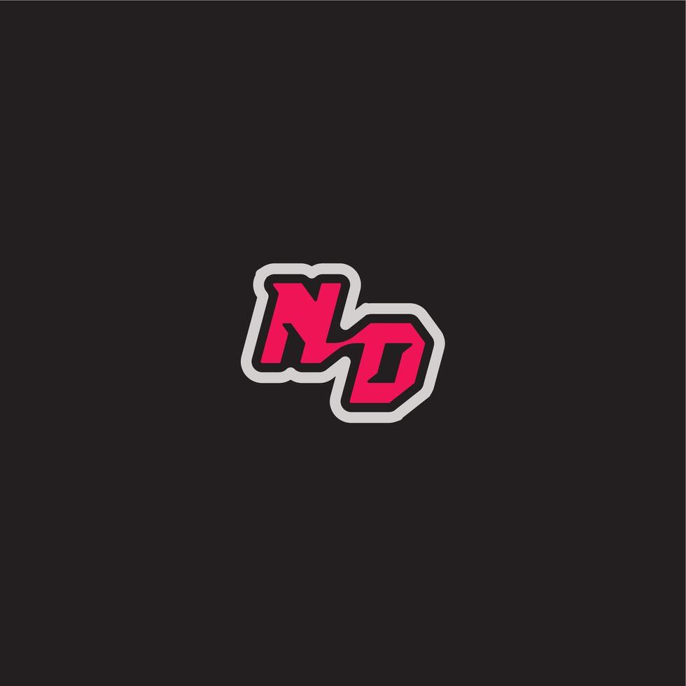 dynamic line monogram logo cool esport concept ND bold sporty gaming style letter vector