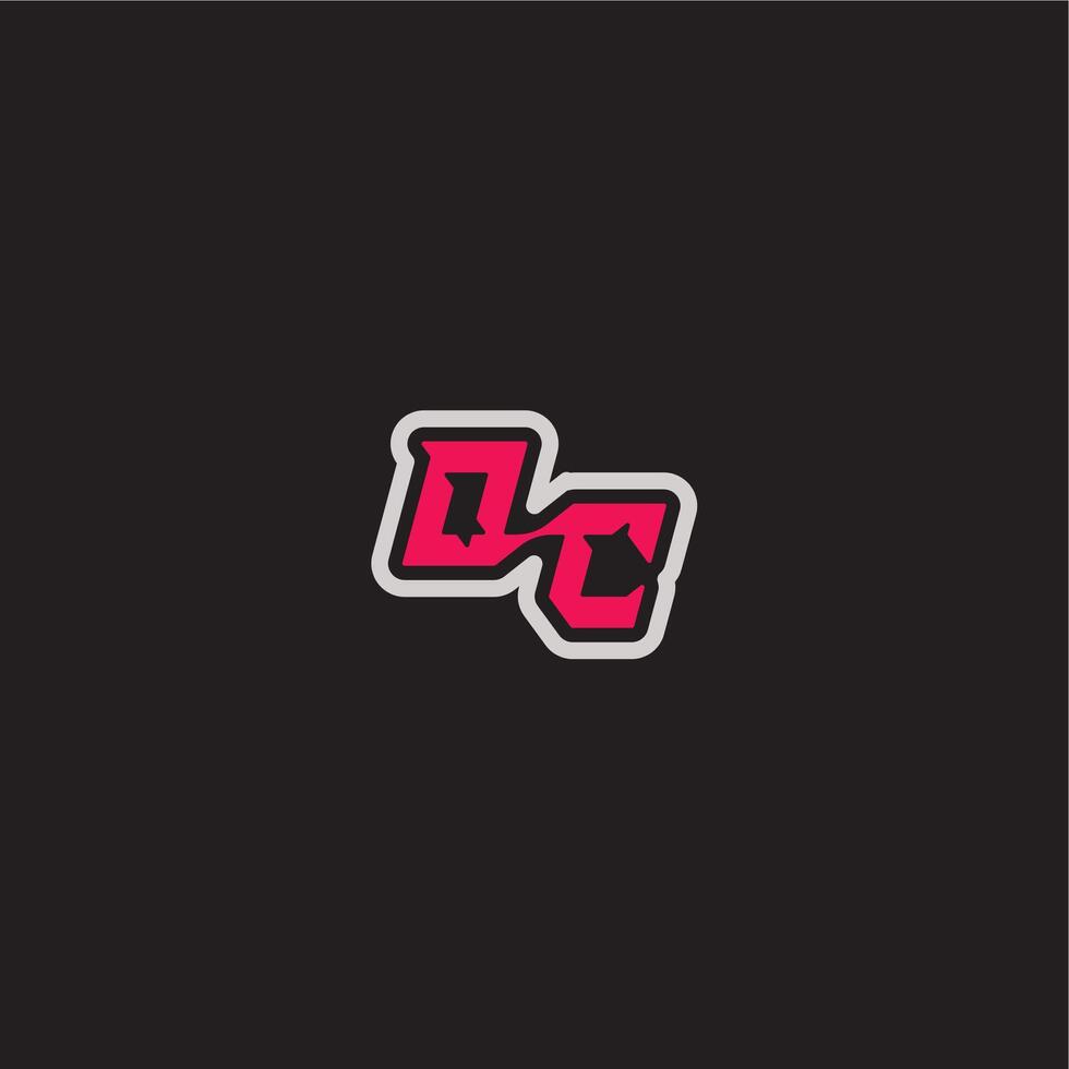 dynamic line monogram logo cool esport concept OC bold sporty gaming style letter vector