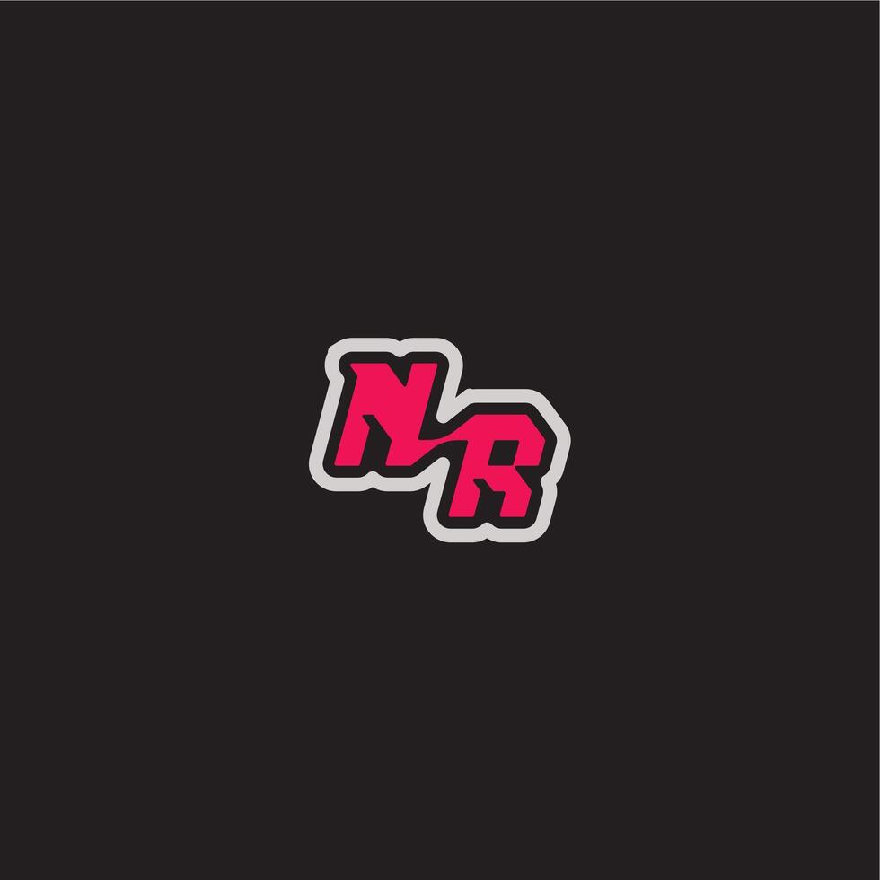 dynamic line monogram logo cool esport concept NR bold sporty gaming style letter vector