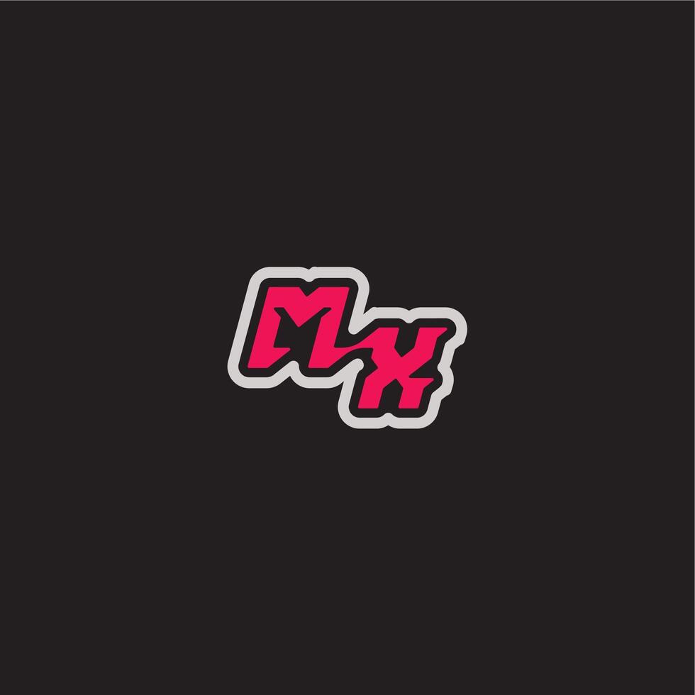 dynamic line monogram logo cool esport concept MX bold sporty gaming style letter vector