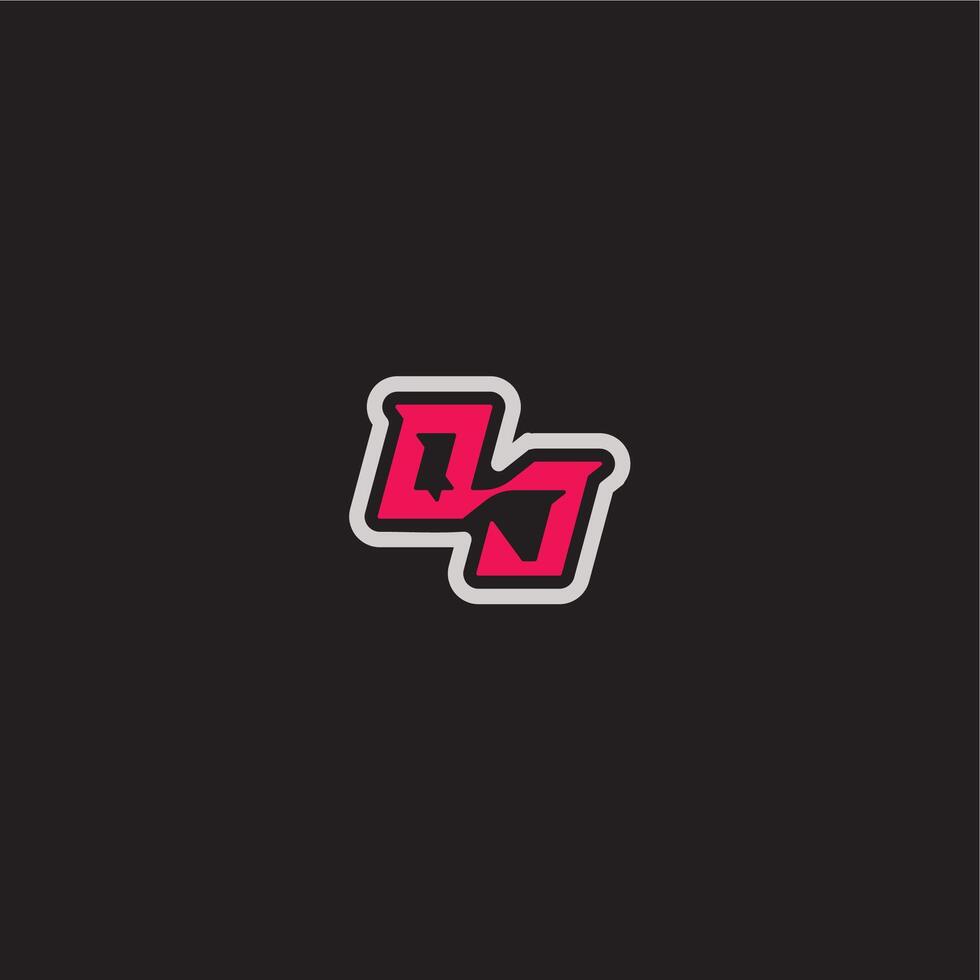 dynamic line monogram logo cool esport concept OJ bold sporty gaming style letter vector